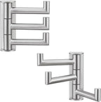 Angle Simple Swivel Towel Hooks, SUS 304 Stainless Steel Foldable Robe Hand Towel Holder for Bathroom Kitchen Wall, Brushed Nickel, 2 Pack