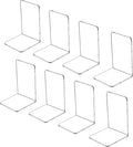 Lulonpon 8 Pieces Book Ends, Bookends, Books Stand, Books Stoppper, Clear Bookend for Shelves, Acrylic Book Ends for School, Library, Desktop Organizer ﻿
