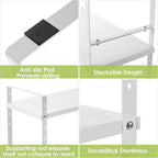 Expandable Cabinet Shelf Organizer Rack, Stackable Kitchen Counter Storage Shelves Stand, Adjustable Height Pantry Shelf Spice Rack (White, 2 Pack)