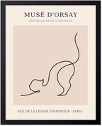 Poster Master Vintage Poster - Retro One Line Cat Drawing Print - Cat Art - Minimal Gift for Men, Women, Animal Lover - Abstract Wall Decor for Home, Office, Bedroom, 11x14 Black Framed