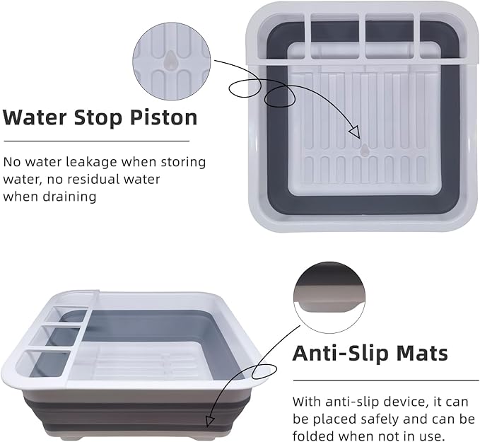THANSTAR Collapsible Dish Drying Rack for RV Campers Portable Dinnerware Drainer Organizer for Kitchen Travel Trailer