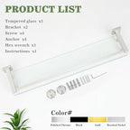 Alise Bathroom Shelf Wall Mounted, Brushed Nickel Large Capacity Glass Shelf for Bathroom, 24 inch