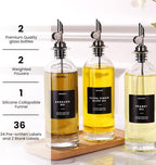 Molimoli Oil and Vinegar Dispenser with Metal Pour Spout, Weighted Pourer, Glass Bottle Dispenser for Kitchen, Olive Oil Cruet, Glass Olive Oil Bottle | 500ml, Set of 2