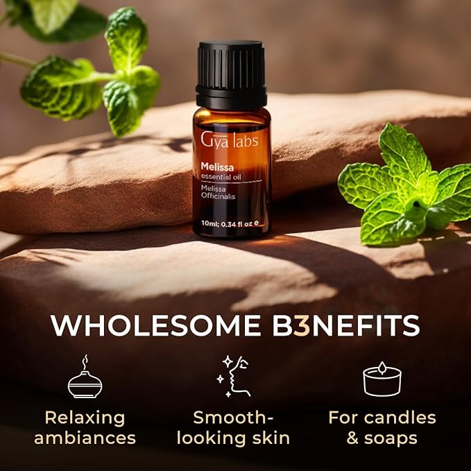 Gya Labs Melissa Essential Oil - 0.34 Fl Oz - 100% Pure Natural Melissa Oil for Candle Making Scent