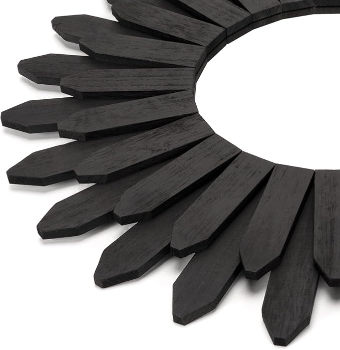 Honiway 21 inch Black Wall Decor Vintage Mirror, Boho Style, Wooden Frame, Easy to Hang, Ideal Gift