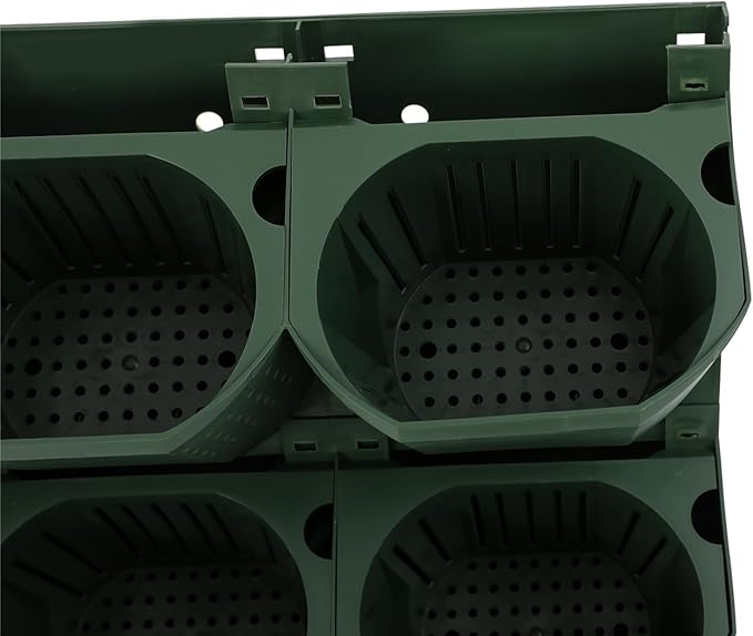 12Pieces 3-Pot Wall Planter Vertical Garden Plant Walls Wall Mounted Vertical Planter with Water-Storage Layer Stackable Wall-Mounted Flower Pot for Gardens, Balconies 180.78lbs Total Capacity (Green)