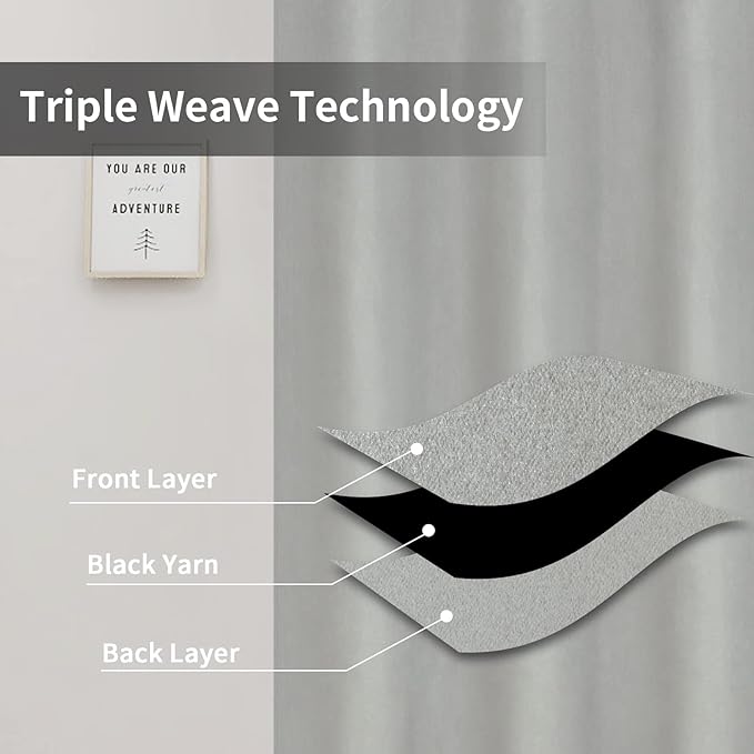 Easy-Going Blackout Curtains for Bedroom, Solid Thermal Insulated Grommet and Noise Reduction Window Drapes, Room Darkening Curtains for Living Room, 2 Panels (42x36 in, Greyish White)