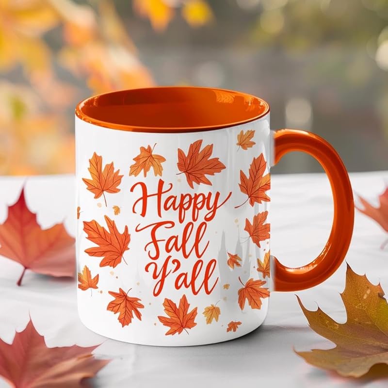 Personalized Fall Farm Coffee Mugs - Farm Lover Mugs Gift for Women Men - Fall Autumn Decor Gifts For Home Farmhouse Thanksgiving - Happy Fall Y'all Mug - 11oz Printed Ceramic Mug