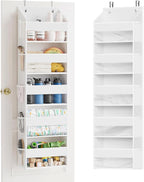 SpaceAid 1 Pack Over The Door Organizer with 5 Large Pockets and 10 Mesh Side Pockets, 5 Layers Door Organizer Hanging with Clear Window for Bedroom, Bathroom, Pantry and Nursery, White