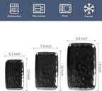 vicrays Ceramic Rectangle Serving Platters - 14" 12" 10" Porcelain Serving Trays Plates for Party BBQ Appetizers Sushi Dessert - Microwave Oven and Dishwasher Safe - Set of 3 Bright Black