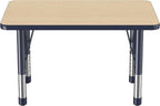 Factory Direct Partners FDP Rectangle Activity School and Classroom Kids Table (24 x 36 inch), Chunky Toddler Leg, Adjustable Height 15-24 inches - Maple Top and Navy Edge