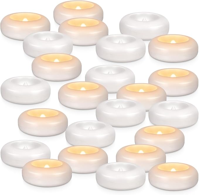 24 Pack 3”Floating Candles Water-Activated Flameless LED Candle, 120 Hour White Battery Operate Waterproof Tealights for Cylinder Vases, Centerpieces at Wedding, Party, Pool,Romantic.