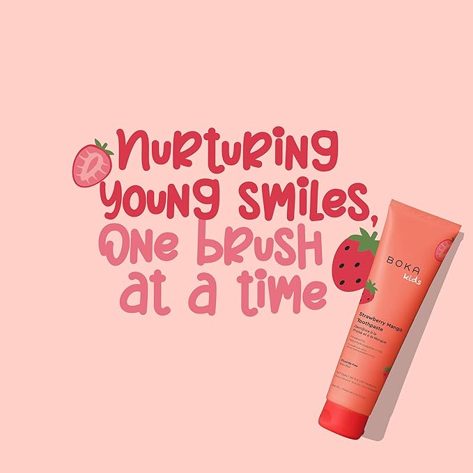 Boka Fluoride Free Toothpaste Nano Hydroxyapatite Toothpaste - Strawberry Mango Flavor, 4 oz 3Pk US Manufactured