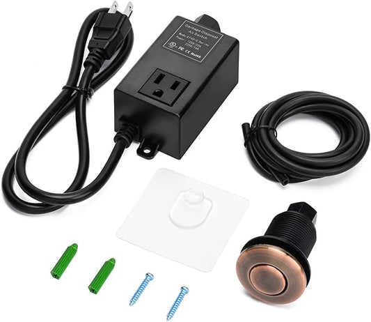 Garbage Disposal Air Switch Kit for SinkTop Waste Disposal with Stainless Steel Oil Rubbed Bronze(ORB) Short Air Button by briidea