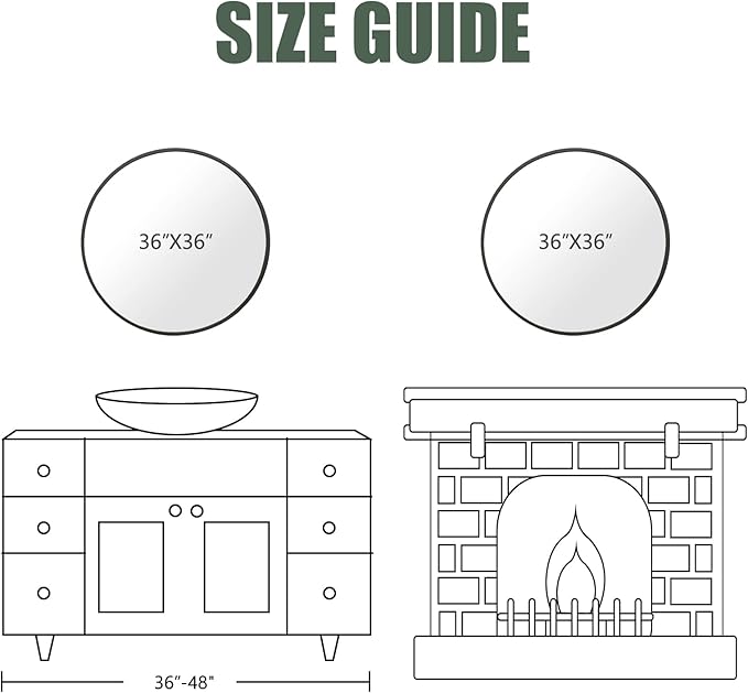 BEAUTYPEAK Circle Mirror Gold 36 Inch Wall Mounted Round Mirror with Brushed Metal Frame for Bathroom, Vanity, Living Room, Bedroom, Entryway Wall Decor (Gold, 36 Inches)