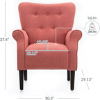 BELLEZE Modern Accent Chair for Living Room, High Back Armchair with Wooden Legs, Upholstered Wingback Side Chair Padded Armrest Single Sofa Club Chair for Living Room, Bedroom - Allston (Brick)