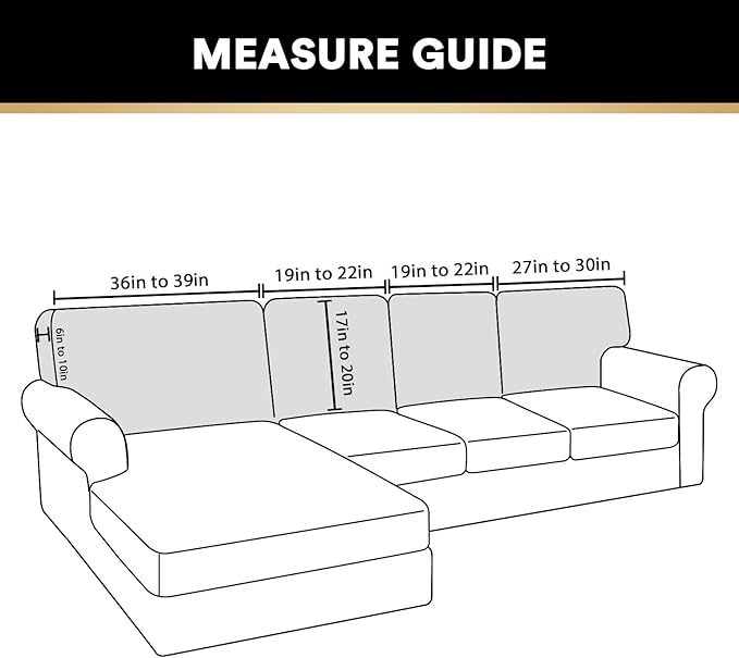 PrinceDeco Sectional Couch Covers Velvet Cushion Covers for Sectional Couch Washable Cushion Covers for Sectional Sofa Pet Friendly Sectional Sofa Slipcovers(1 Chaise Back+ 3 Sofa Back,Taupe)