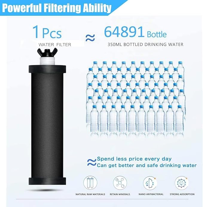 Water Filter Replacement Compatible with Berkey® Gravity Filter Filtration System, NSF/ANSI 42 Certified 4 Black Filters and 4 Fluoride Filters PF2 for Travel, Big, Royal Series