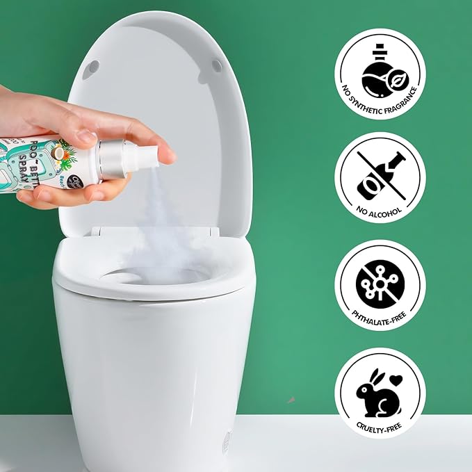 Clean-n-Fresh Toilet Spray 6.8 Fl.Oz, Poop Spray Beach Coco, Bathroom Air Fresheners Spray, Long Lasting Odor Eliminator - Coconut, Vanilla & Lily of the Valley