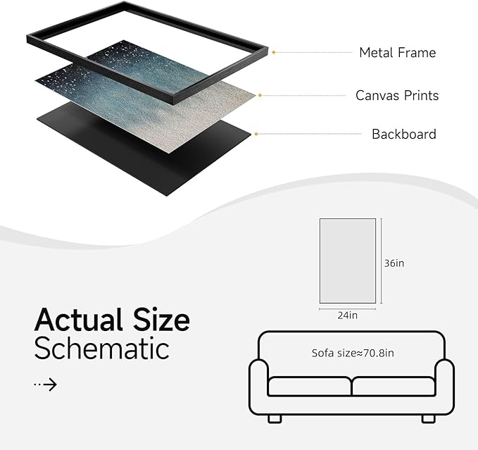 VAN GOGH ART Framed Blue Abstract Starry Night Art Print, 24x36 Inch, Modern Wall Art for Living Room, Bedroom, Office