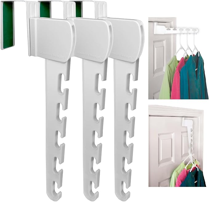 Wonder Hanger Over The Door 3-Pack Organizer for Clothes Hangers, Space-Saving Cascading Hanger Hooks, White