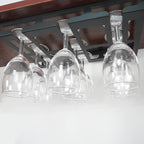 Wine Glass Rack - Under Cabinet Stemware Wine Glass Holder Glasses Storage Hanger Metal Hanging Organizer for Bar Kitchen 3 Rows Black