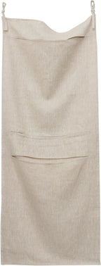 100% Linen Hanging Laundry Bag with 2 Compartments, Over the Door Laundry Hamper, Dirty Clothes Space Saving Organizer 19.7 x 47 Inches, Linen