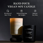 M&SENSE Natural Soy Candle| Leather Night | 16.6 oz, 95H Burn | Minimalist Scented Candle for Relaxation, Gifting, Home Décor | for Bedroom, Office, Party Large