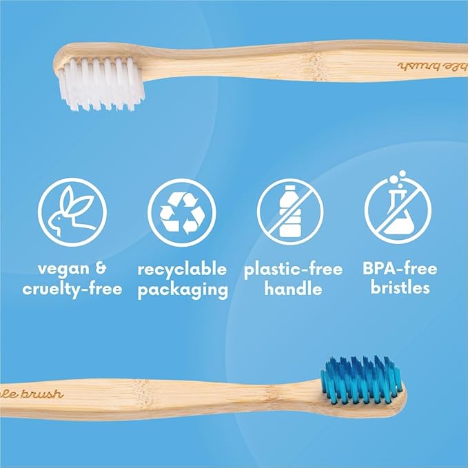 The Humble Co. Bamboo Toothbrushes (5pk) – Toothbrushes for Superior Oral Care, Dental Hygiene, and Gum Care, BPA Free (Ultra Soft Bristles)