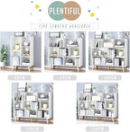 IOTXY Wooden Open Shelf Bookcase - 3-Tier Floor Standing Display Cabinet Rack with Legs, 8 Cubes Bookshelf, Warm White