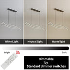 Modern Chandelier, Linear Pendant Light LED Dimmable Hanging Light Fixture, 3000K-6500K with Remote Control (Black, 47IN)