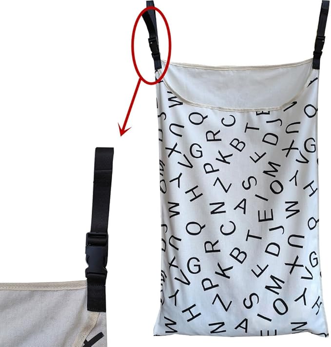 Adjustable Space Saving Door Hanging Laundry Hamper Bag Dorm Laundry Bag,Wide Open Top Over The Door Laundry Hamper with Free Hanging Hooks