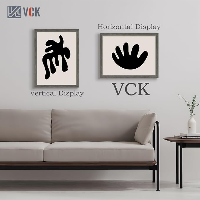 VCK 18x24 Frame Set of 3, Gray Solid Wood Poster Picture Frame, Exclusive Wood Grain, Wall Gallery Frame