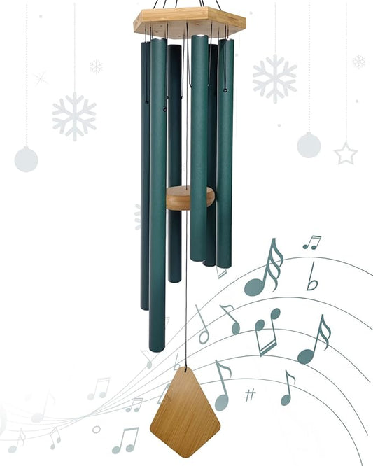 Wind Chimes Outdoor Deep Tone, Wind Chimes for Outside, Memorial Wind Chimes with Hook as Gifts for Mother's Day/Housewarming/Christmas, Patio, Garden, Yard, Home Décor. Green