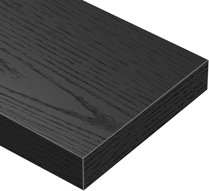 QEEIG Floating Shelves for Wall Bathroom Shelf Bedroom Kitchen Living Room Farmhouse Small Book Shelf 16 inch Set of 4, Black (015-B4)