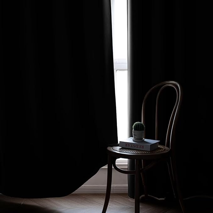 Blackout Curtains 84 Inch Length for Bedroom, Thermal Insulated Blackout Curtains 2 Panels Set, Solid Grommet Privacy Room Darkening Drapes for Living Room Windows(W52 x L84, Dark Grey)