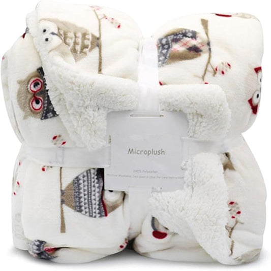 UKELER Owl Sherpa Fleece Blanket Queen Size 80''×90''- Ultra Soft Cozy Flannel Blanket for Bed/Couch/Sofa/Office/Camping, Great Gift for Women's Day,Mother's Day,Father's Day,Thanksgiving,Christmas