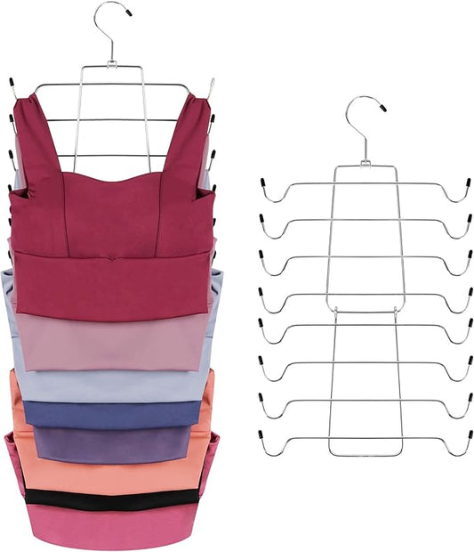 ZEDODIER Tank Top Hanger, Space Saving Bra Hamgers, Non-Slip Hanging Sport Bras Holder, Closet Organizers and Storage for Camisoles Tank Tops Bras Ties Swimsuits Strappy Dress, Silver