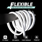 GZBtech Flexible LED Neon Rope Lights 66FT,AC 110-120V Waterproof Strip Light, 120 LEDs/M Cuttable Connectable Neon Lighting for Indoor Outdoor Home Decor/Commercial Building Use-Cold White 20M