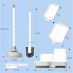 Toilet Brush and Plunger, 3 in 1 Toilet Bowl Brush and Holder with Crevice Cleaning Brush Wall Mounted Household Bathroom Cleaning Tools Combo Set(White-Gray)