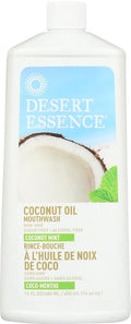 Desert Essence Coconut Oil Mouthwash- Alcohol & Sugar-Free - Coconut Oil & Tea Tree Oil Mouthwash for Adults & Kids 6+ - Promotes Gum Health, Fresh Breath, Soothing