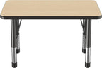FDP Rectangle Activity School and Classroom Kids Table (24 x 36 inch), Chunky Toddler Leg, Adjustable Height 15-24 inches - Maple Top and Black Edge