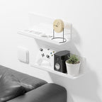 Acrylic Wall Floating Shelves Set of 2, Wall Shelves White 12 Inch Adhesive Wall Organizer Adhesive Shelf for Bathroom, Kitchen, Bedroom, Office, Gaming Room, No Damage, No Drill