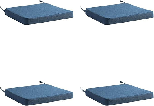 Chair Cushion for Dining Chairs with Ties 4 Pack Non Slip Memory Foam Kitchen Room Chair Pads for Outdoor Patio Furniture 17x16 Inch, Navy Blue