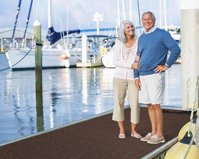 House, Home and More Indoor Outdoor Double-Ribbed Carpet Runner with Skid-Resistant Rubber Backing - Bittersweet Brown - 4 Feet x 10 Feet