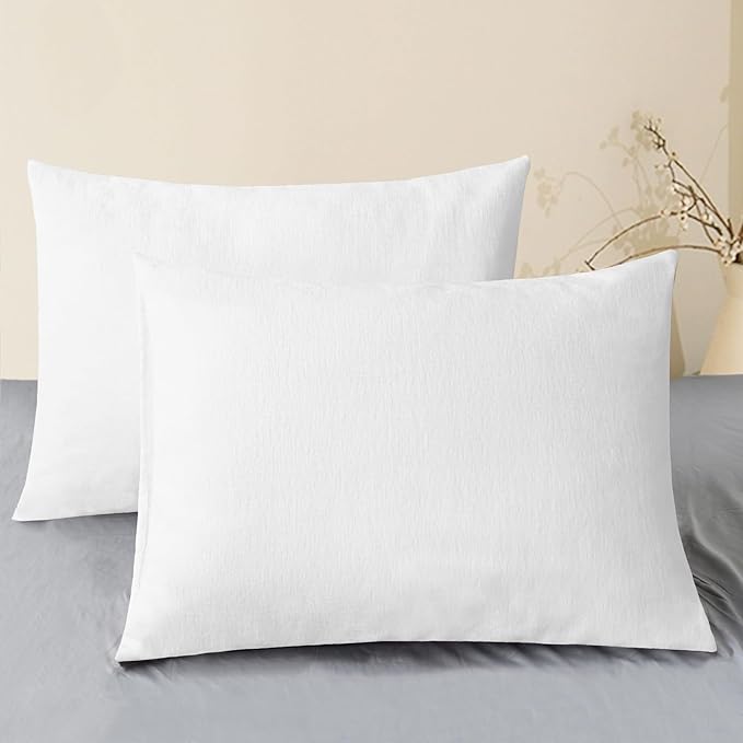 CaliTime Throw Pillow Covers Decorative 20 X 26 Inches Pack of 2 Cozy Chenille Standard Pillow Shams Cases for Couch Sofa Bed Living Room Home True White