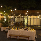 120 FT Outdoor String Lights LED Waterproof with 40 Shatterproof Plastic Warm Edison Bulbs String Bistro Lights for Patio Gazebo Pergola Market