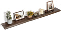 Floating Shelves for Wall Decor, Rustic Solid Elm Wood Live Edge Floating Shelves Wall Mounted, Wall Shelves with Invisible Bracket for Living Room Bathroom Bedroom Kitchen, 55 Inch, Walnut