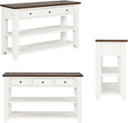 Farmhouse Wood Entryway Console Table 48-Inch Modern Sofa Entry Table with Drawers and Storage Shelves for Entrance Living Room (Antique White)