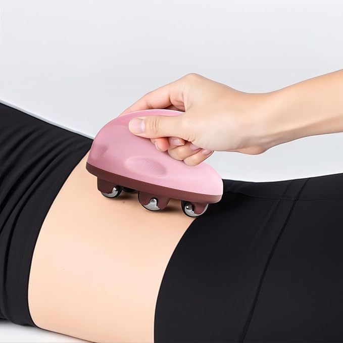 Lymphatic Massage Roller for Cellulite Remover Body Sculpting - Handheld Cellulite Massage Tool for Body Bloat Blood Circulation Lymphatic Drainage Pink